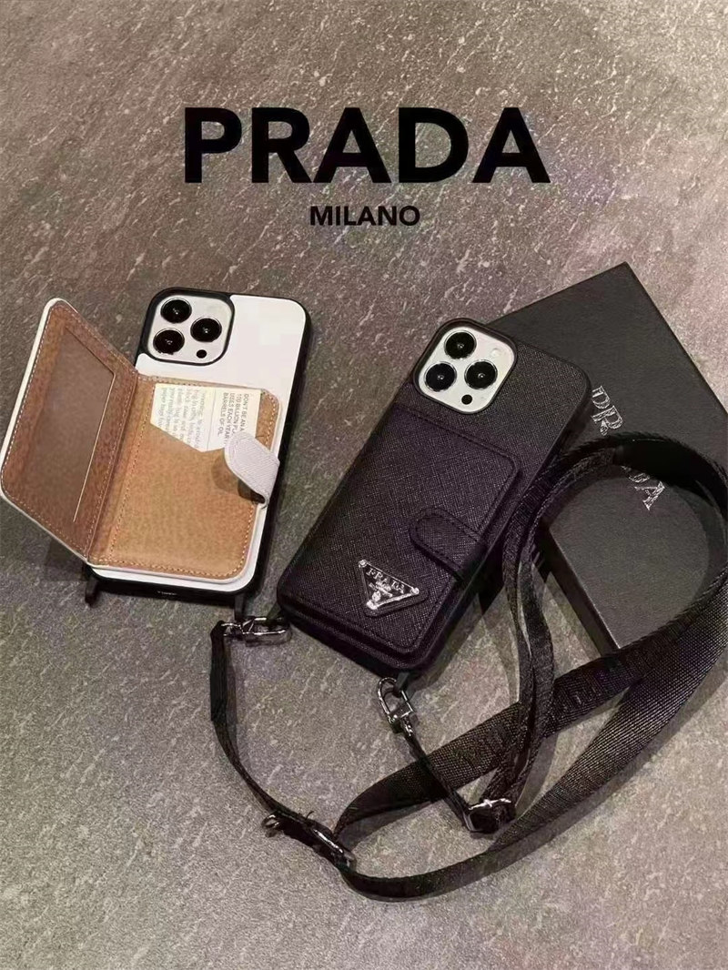 プラダ iphone15 ケース スマホ ショルダー prada iphone11 ケース カード収納 iphoneケース ブランド メンズ  スマホケース 斜めがけ 肩掛け