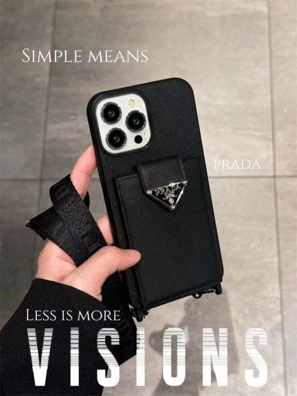 prada iphone16/16pro ケース カードケース 付き プラダ スマホ ショルダー iphone15/14promaxケース ブランド メンズ iphone13/12 ケース 背面 収納 ブランド スマホショルダー 大人 かわいい