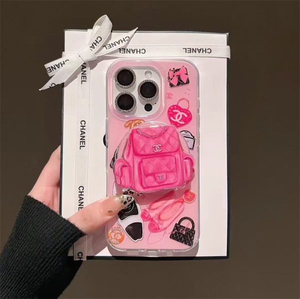 シャネル iphone16/16pro ケース グリップ 付き chanel スマホケース ピンク iphone15/15pro max ケース 人気 女子 iphone14/13 ケース ブランド 可愛い スマホケース デコ