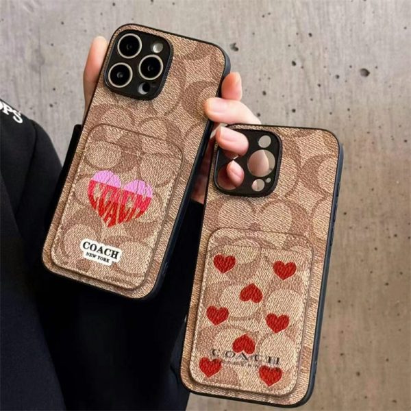 コーチ iphone16ケース coach iphone16e ケース スマホケース ブランド お 揃い カップル iphone15/14 ケース ハート柄 iphone ケース カード 収納 ハイ ブランド 人気 男女
